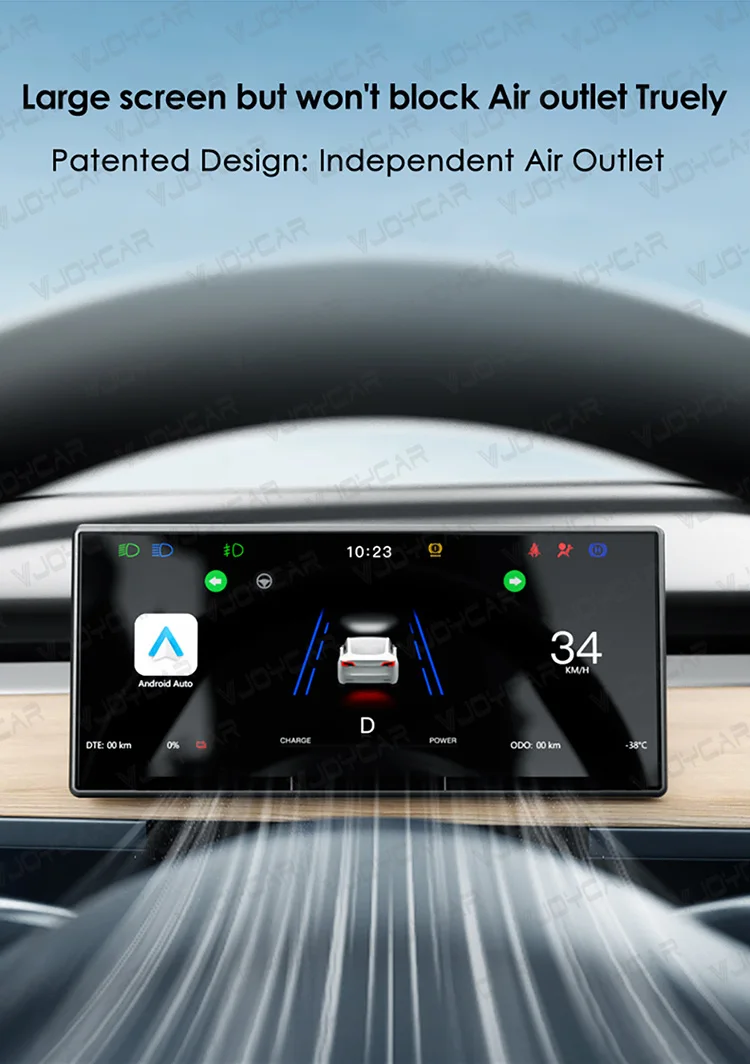 Vjoycar for Tesla Model 3 Y Highland CarPlay Dash Display 8.9 inch IPS Screen with Front View Camera Linux System for Tesla 2024