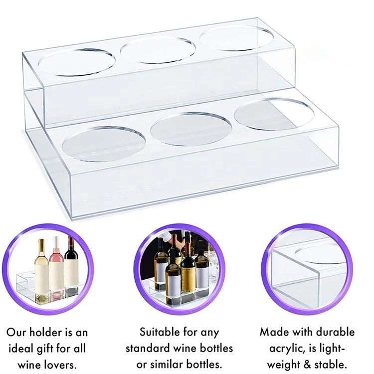 Factory Direct Sale Clear Acrylic 6 Bottles 2 Tier Countertop Beer ...