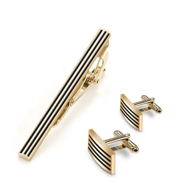 stainless steel personalized wedding gift fathers day gift cufflink and tie clip laser for men