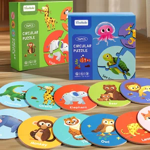 New Design Puzzle Game Wooden Pair Animal Matching Puzzle Interactive Focus Logic Training Educations Toys for Kids Children
