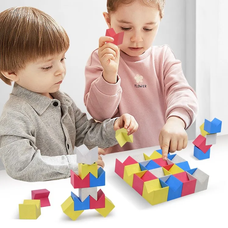 Custom Children Diy Geometry Stacked Building Blocks Puzzle Educational ...