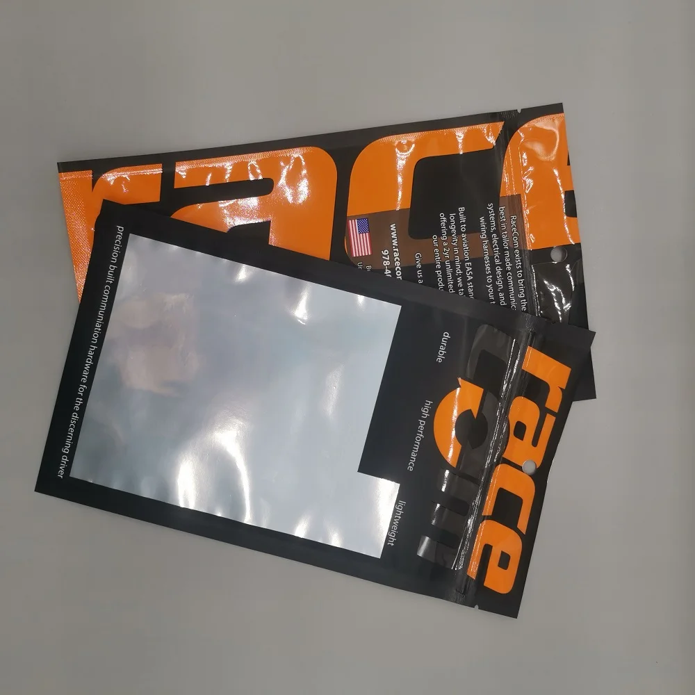 Packaging Clear Front Silver Back Aluminized Mylar Zipper Window Printed Transparent Plastic Bag