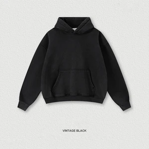 Wholesale Price Thermal 400G Fabric Custom Hoodie Straight Leg Pants Boxy Fleece Vintage Distressed Customized Men's Hoodie Set