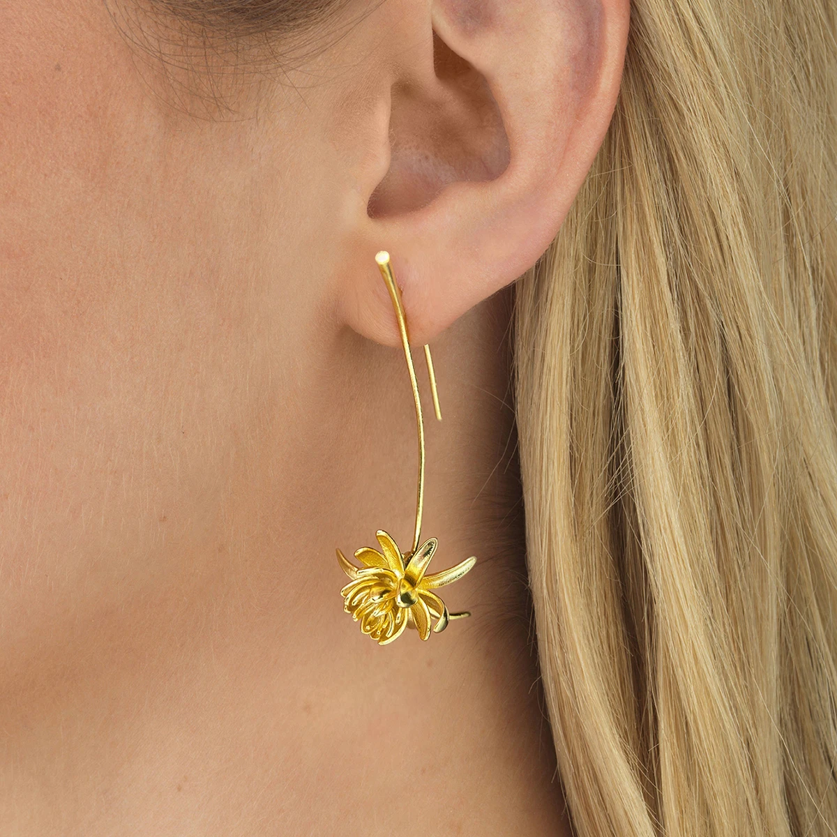 Lotus Fun 18K Gold Plating Night Blooming Cereus Flower Long Dangle  Earrings for Women 925 Sterling Silver Luxury Fine Jewelry