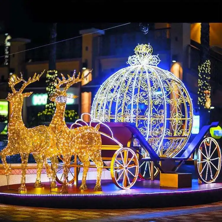 Christmas Concepts® 84cm (33 ) Renne Glitter Oro e Bronzo con Slitta di Babbo Natale Decorazioni Natalizie di Lusso - Decorazioni Natalizie da Interno e da Esterno