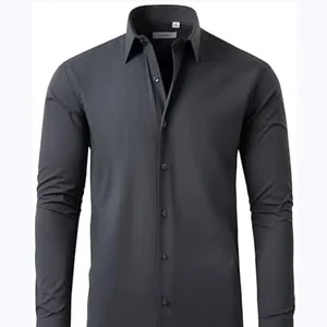 Customized Men's Casual Slim Long Sleeve Shirt Solid Color Business Wear Anti-Wrinkle Twill Fabric for Autumn