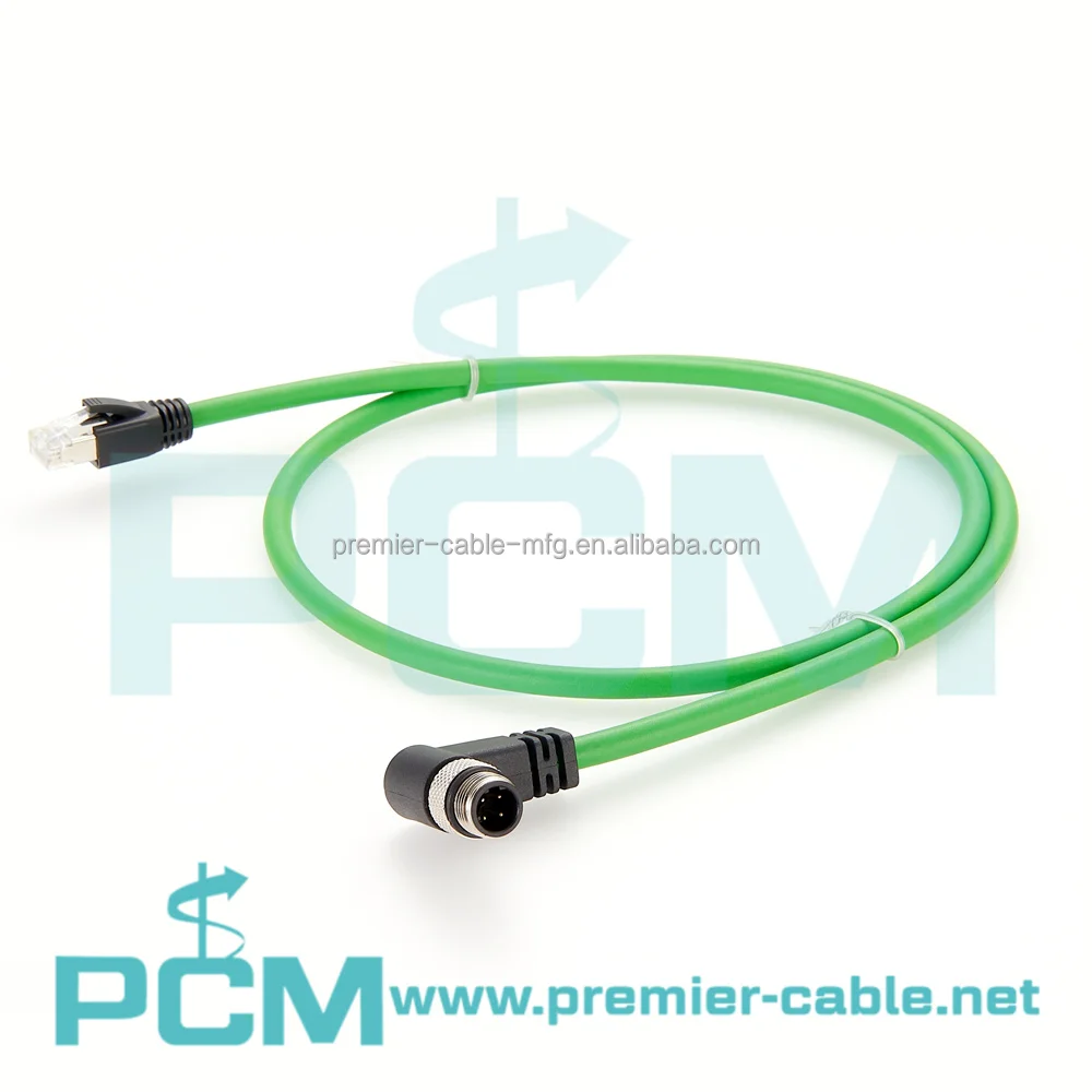 M12 D Code to RJ45 Angle I/O EtherCat Profinet Ethernet Cable factory