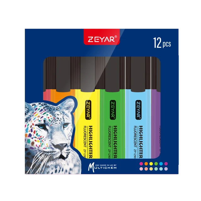 zeyar highlighter pen 12 colors chisel