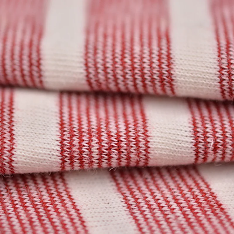 Spring and Summer Cotton Linen Striped Single Jersey Fabric Yarn-dyed in Stock