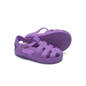 Babyhappy 2026 Summer Fashion Minimalist Solid Color Kids Children Beach Walk Soft PVC Jelly Sandals