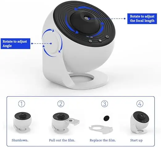 Proiettore Stelle Soffitto Con 12 Dischi Galassia – Lampada Cielo Stellato Rotante 360° Per Camera