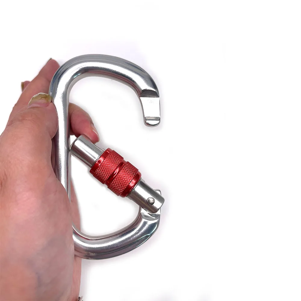 25KN Wholesale Heavy Duty 7075 Aluminium D Shape Flat Safety Snap Hook Custom Climbing 25KN Carabiner