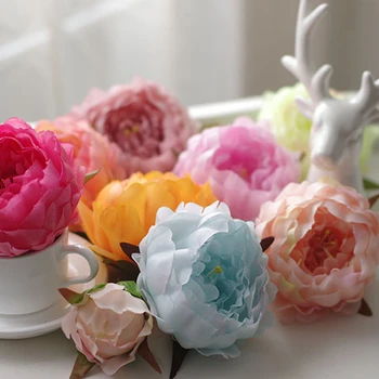 Artificial Flowers Head Spring Peony Vintage Artificial Peony Silk Flowers Bouquet Home Wedding Decoration