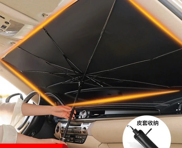Sunday Sunshade Car Sun Shade Umbrella UV Protector Manual Open Logo Printed Ultraviolet Accessories for Travel