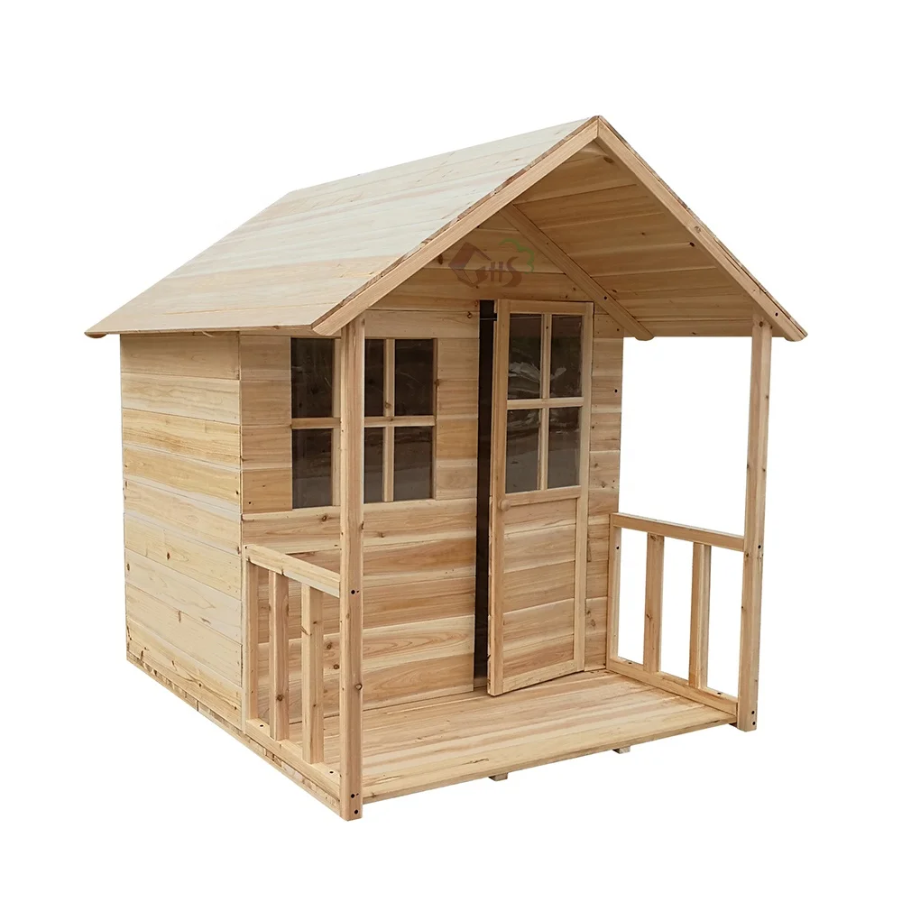 Легко собранный Натуральный Деревянный игровой домик для сада с порошковым покрытием