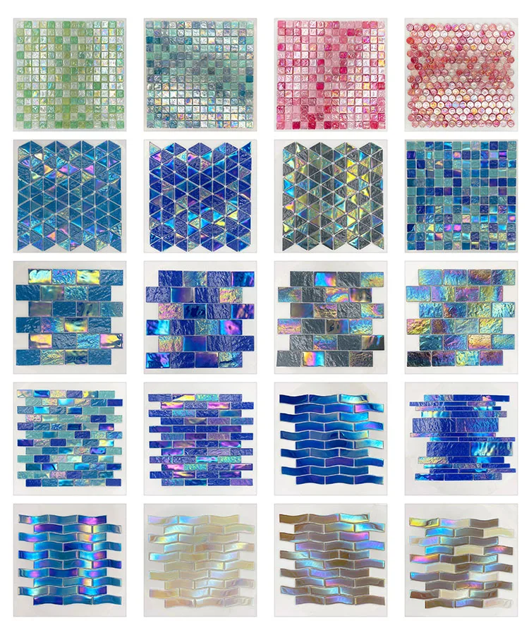 rainbow sparkle tile glass mosaic tile  glass floral mosaics for swimming pool