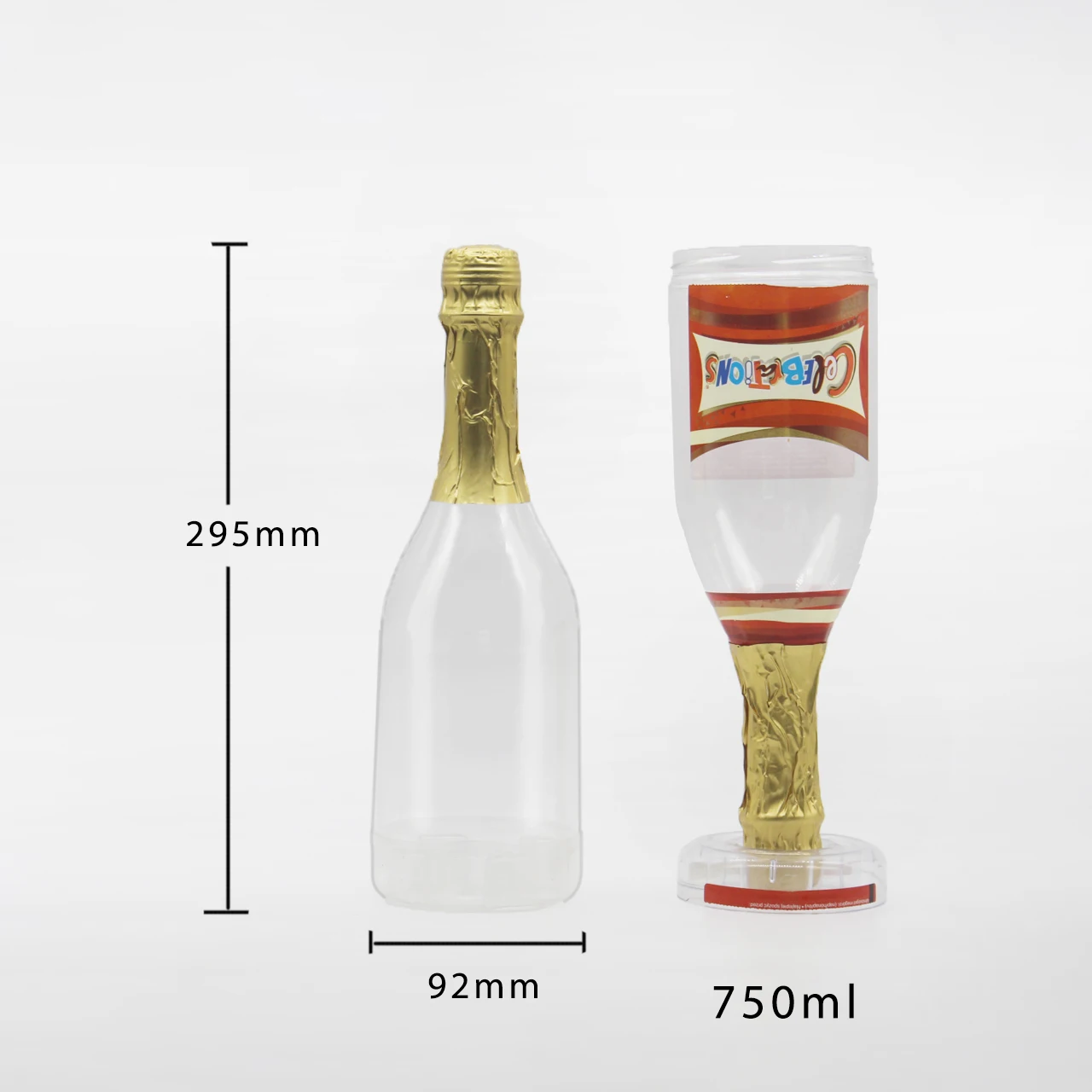 Clear Plastic Champagne Bottle With Gold Foil For Candy Packaging Buy