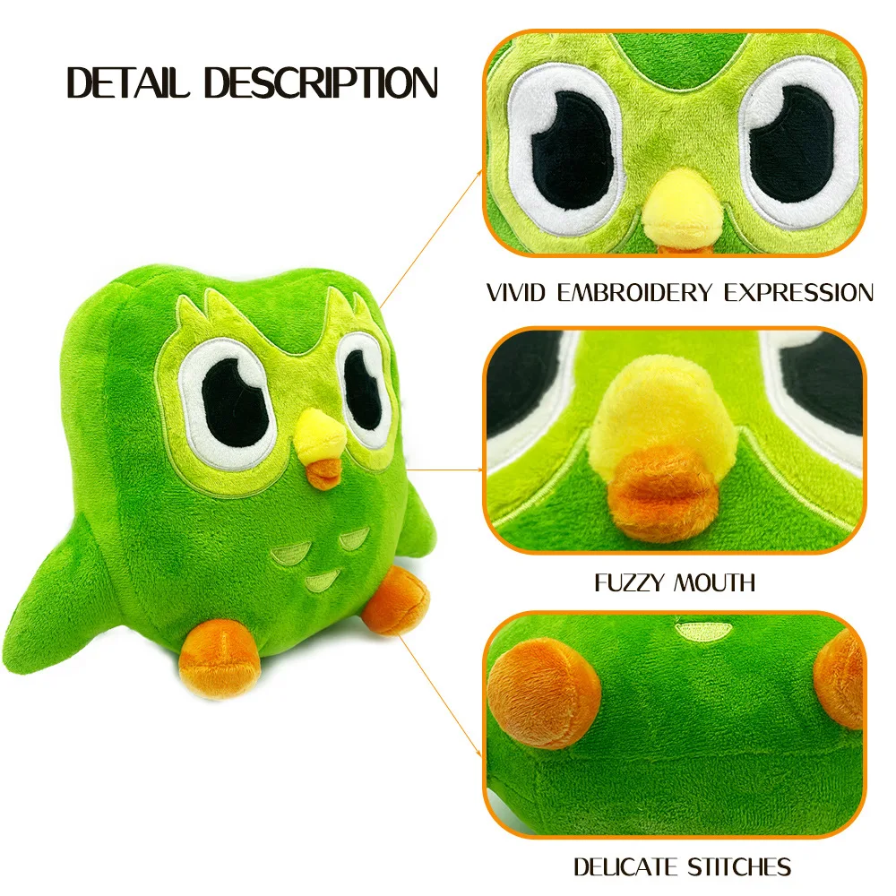 かわいいグリーンのデュオリンゴフクロウぬいぐるみアニメドール