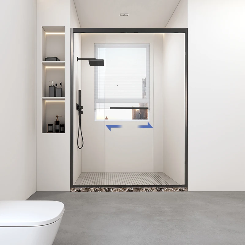 Hot Sale Bathroom Free Standing Shower Glass Partition with Frame  Adjustable Glass Shower Screen