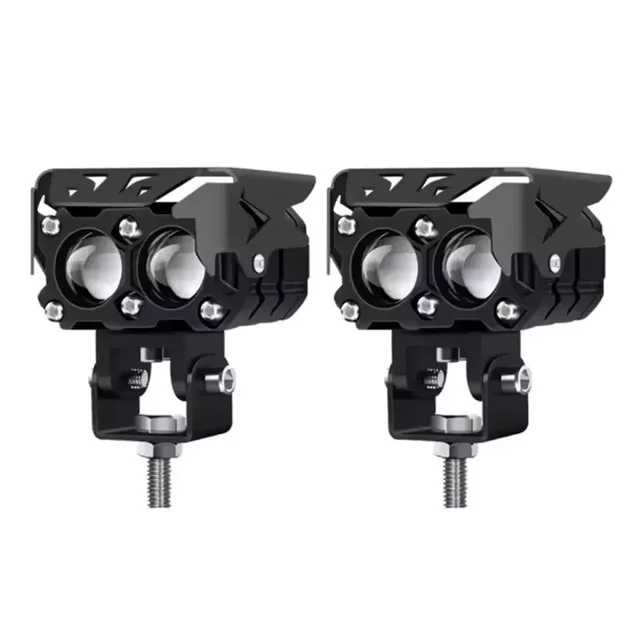 White/Amber LED Motorcycle Headlight High/Low Beam Mini Dual Lens Motorcycle Lighting System LED Work Light