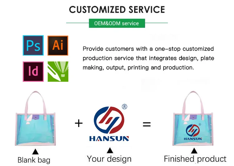 HANSUN Hot Sale Waterproof Clear PVC Beach Tote Bag Cosmetic Bag with Customized Letter Pattern Design