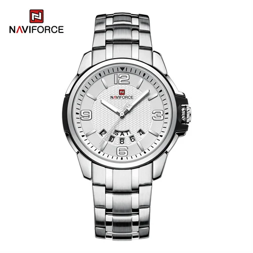 NAVIFORCE 9215S SBW Factory Custom Logo Cheap Quartz Watch Men Wrist Stainless Steel Band Luminous Hands Calendar Business Watch