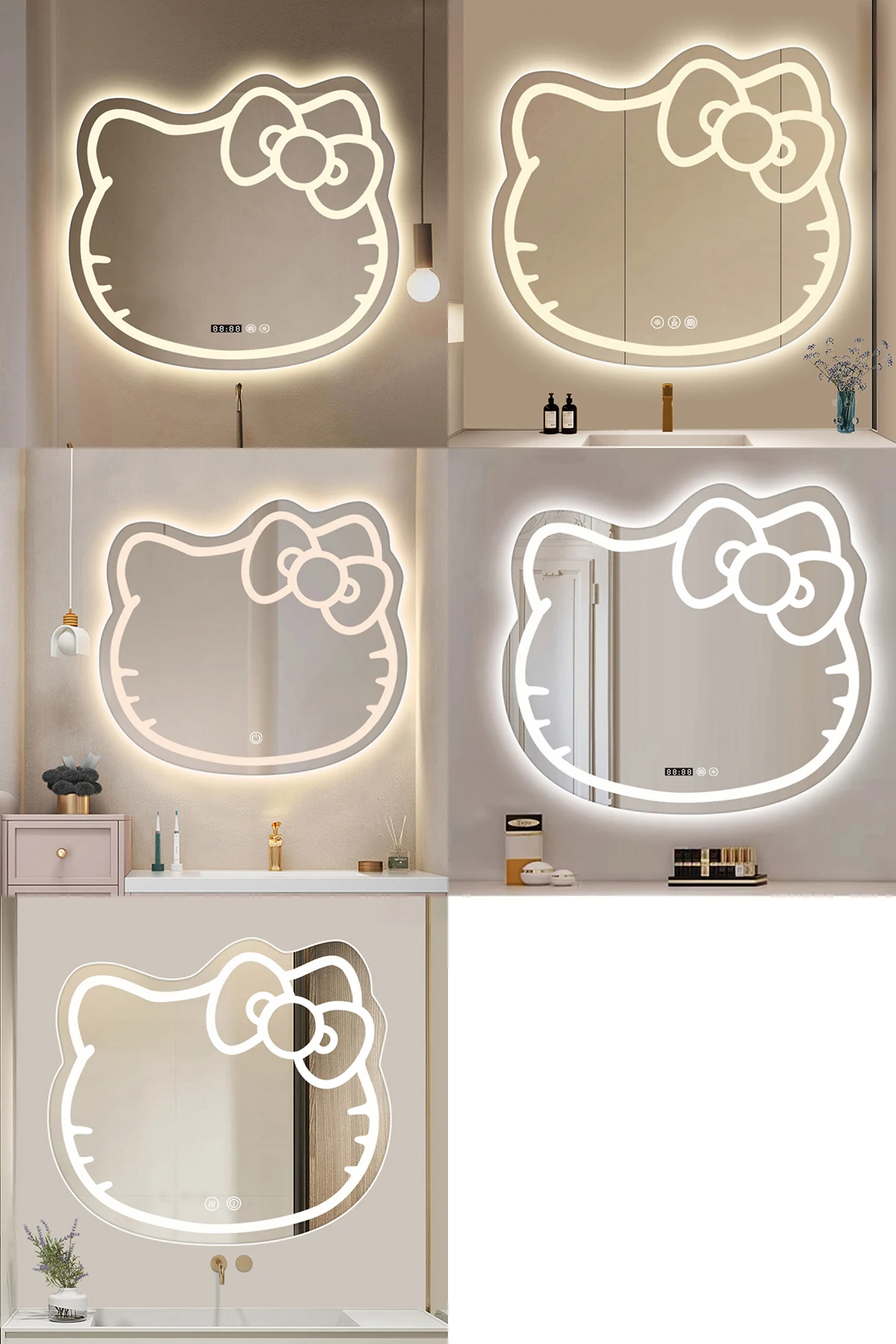 Kitty Cat Wall Mirror Smart Touch Screen Sensitive Makeup Vanity Mirror ...