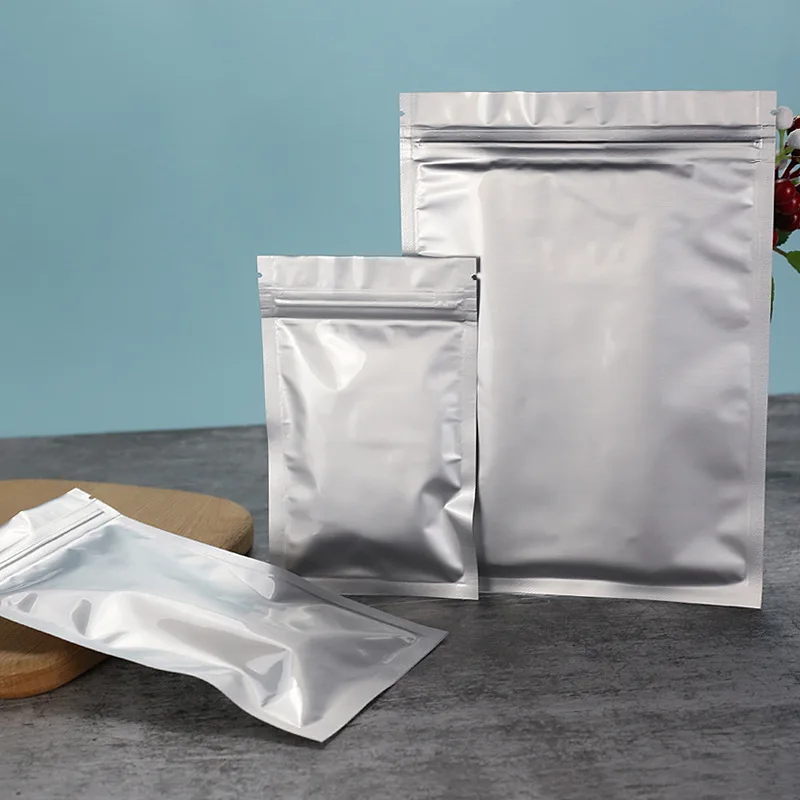 Silver Aluminum Foil Food Grade Pouch 30*42cm Ziplock Mylar Flat