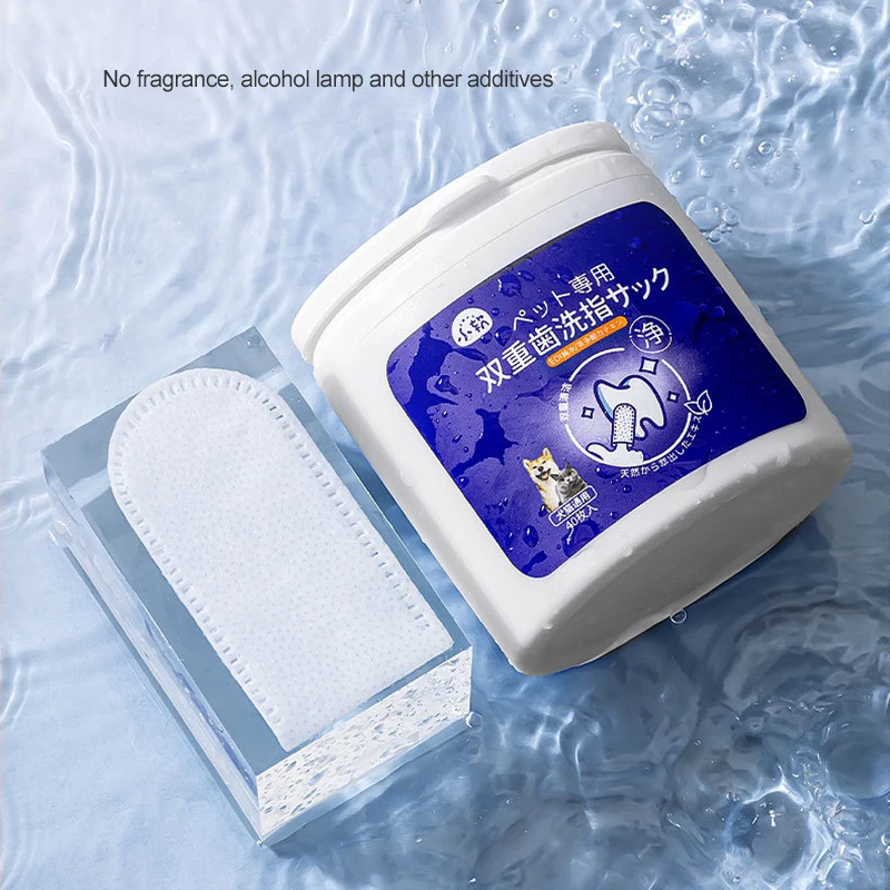 Pet tooth cleaning wet towel double tooth cleaning finger cover cat oral cavity dog tooth cleaning fresh breath products
