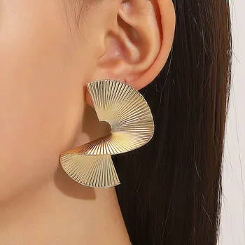 Fashion Jewelry rings for women Fan-shaped sequins ins gold silver Exaggerated Irregular Earrings