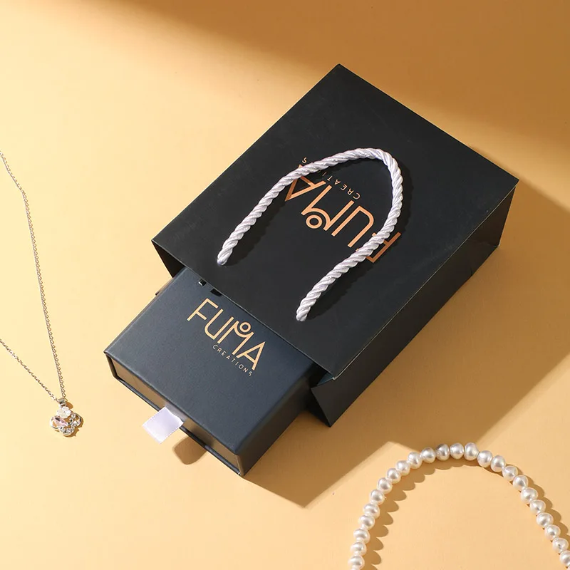 Luxury Jewelry Gift Box Set Custom Drawer Box Paper Cotton Bags Microfiber Buckle Closure Storing Earrings Necklaces Bracelets factory