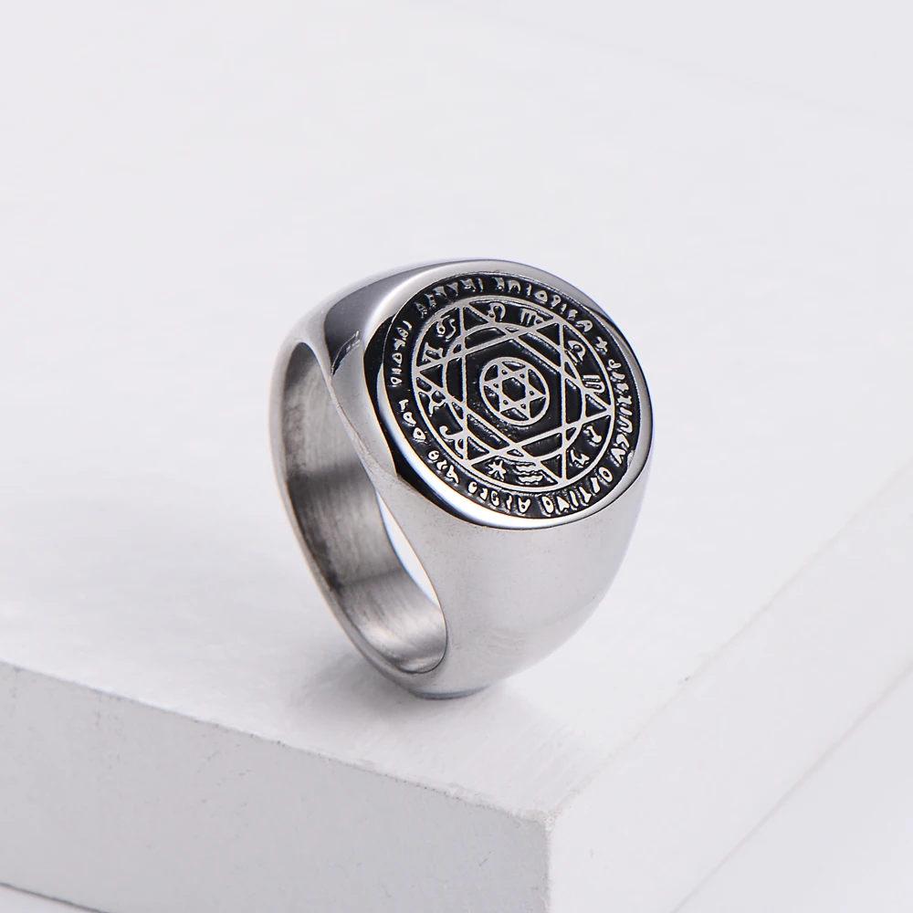 Men Jewelry Star of David Seven Archangels Talisman Protection Amulet Solomon Seal Ring