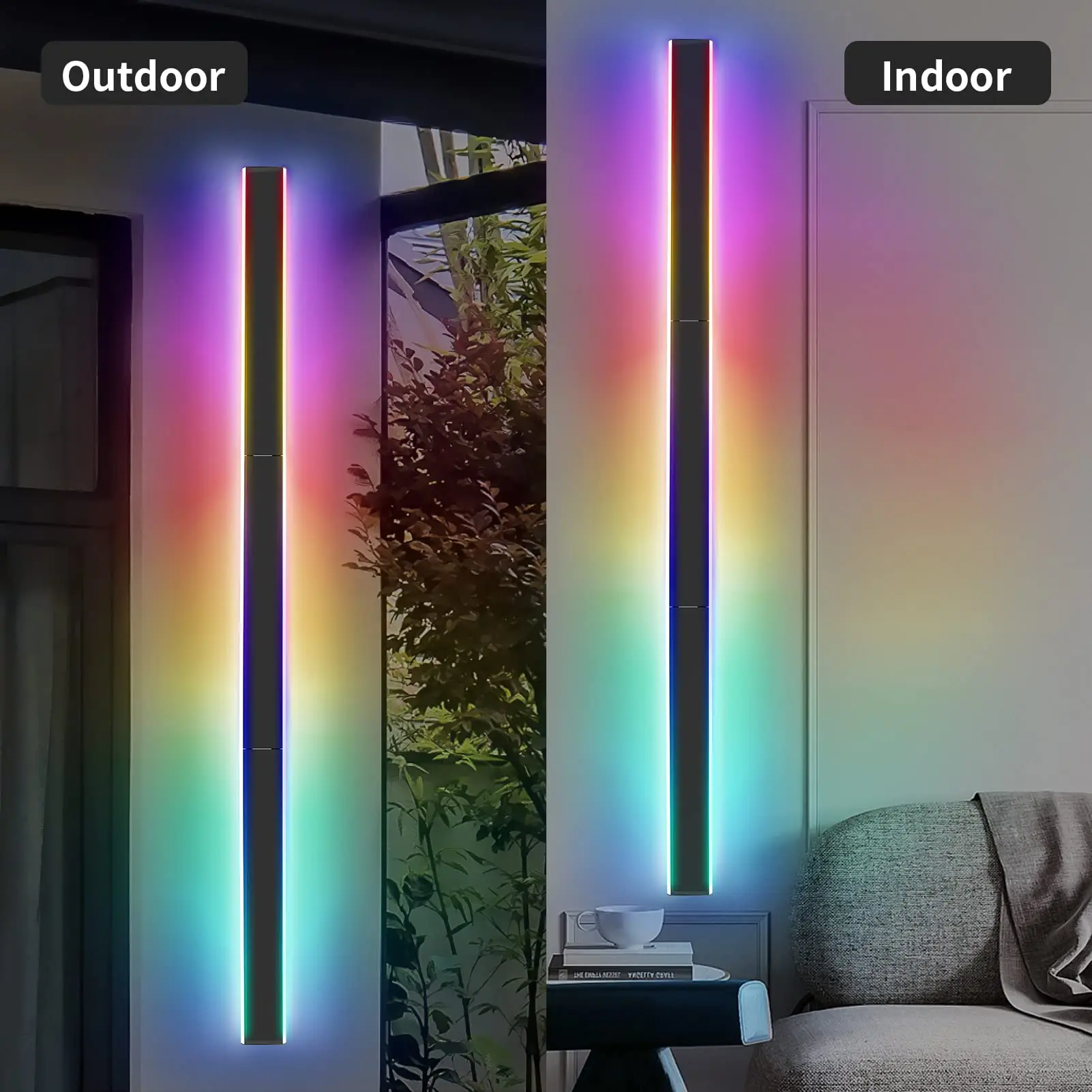 Black 45inch Detachable Modern Led Wall Light With Remote Control Rgb