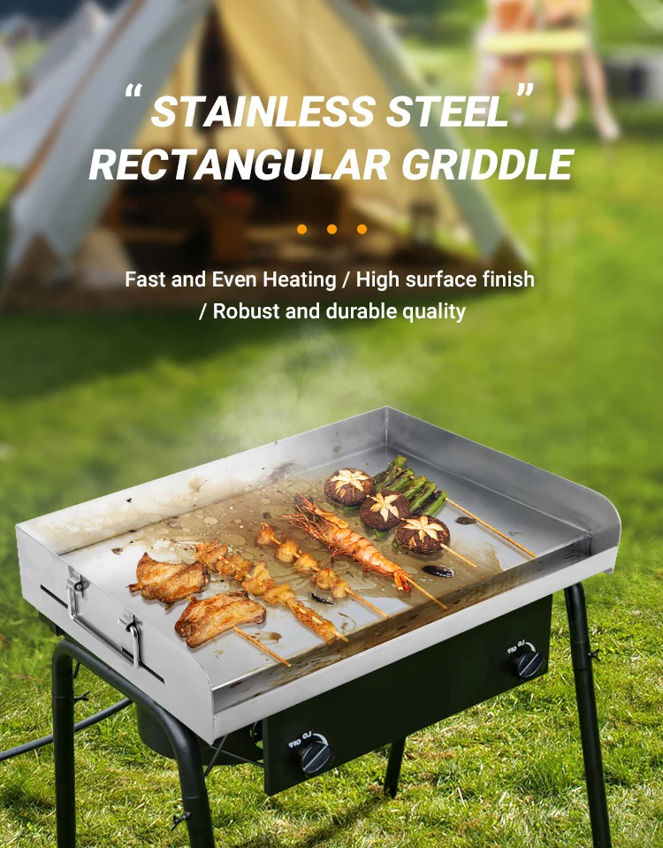 Stainless Steel Half Grooved Teppanyaki Hot Plate Bbq Frying Pan Grill