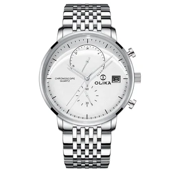 Men's New Waterproof Quartz Watch 3D Arc Stainless Steel Belt Calendar Luminous Feature Glass Fashionable for Business