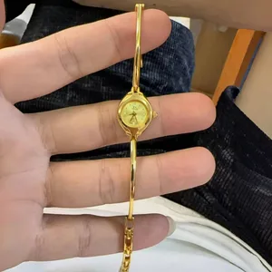 2026 New Bracelet Women's Watch Inlaid Gold Bracelet Watch Retro Art Simple Vintage Small Watch high-end Valentine's gift