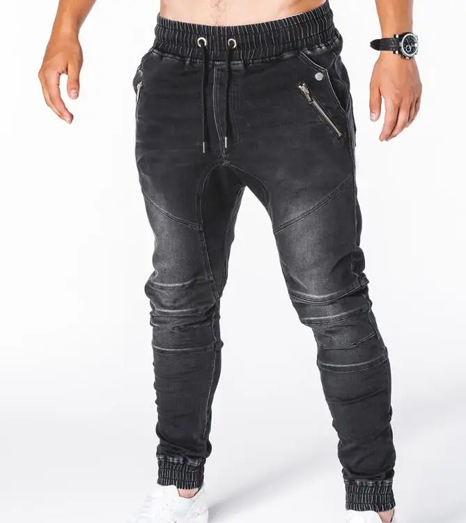 Men Jogger Pants Fitness Bodybuilding Gym Long Pants Side Zippered Casual Fashion Men Drawstring Sweatpants Trousers