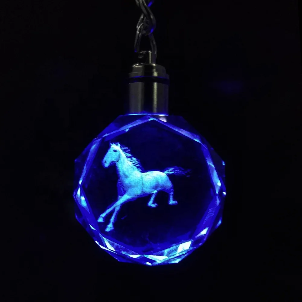 Feng Shui Features Led Crystal Keychain Chinese Zodiac Animal Dragon Snake Horse Sheep