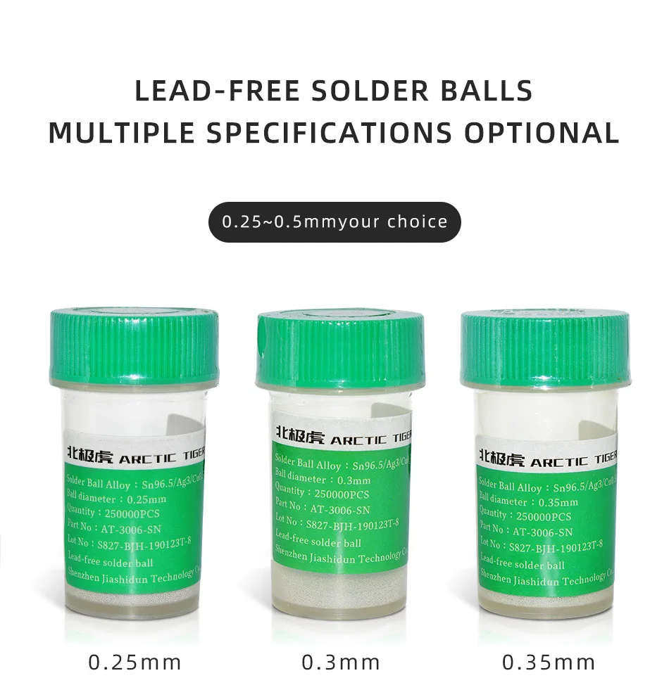 Bga Solder Balls Chip Soldering Leadfree Solder Beads 0.25mm 0.3mm 0