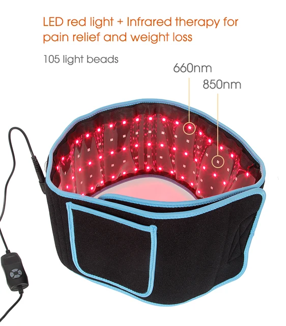 Cinturón de terapia de luz roja para aliviar el dolor corporal, 31  pulgadas, 660 nm, 850 nm, dispositivo de terapia de luz infrarroja,  envoltura