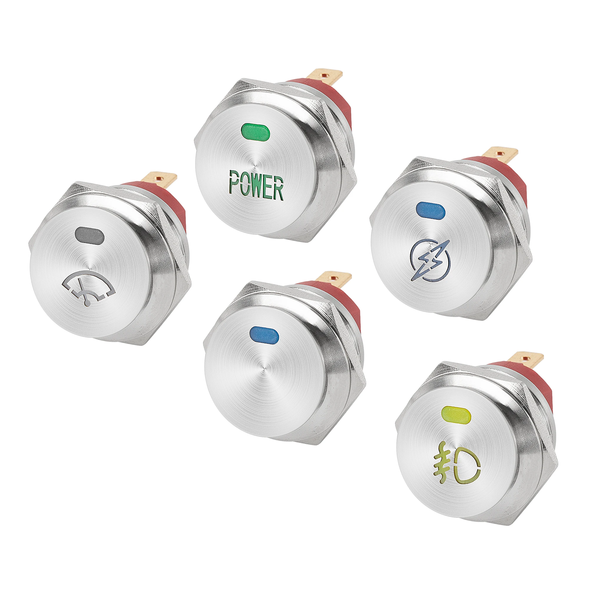 22MM on Off Metal Rocker Switch 12V 20A Stainless Steel Round Button 3 ...