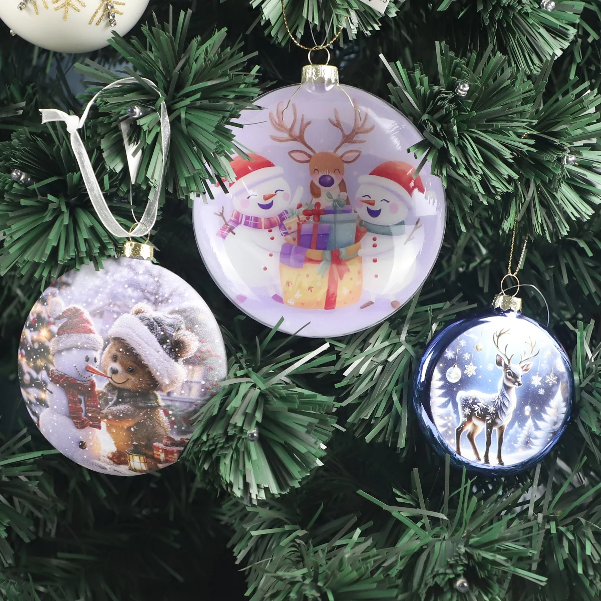 Custom Christmas Patterns Glass Balls for Christmas Tree Hanging Christmas Decorations Glass Balls