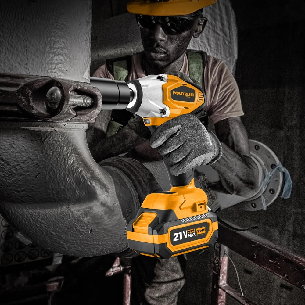 Манрун 21 В 400 нм бесщеточный ударный беспроводной гаечный ключ для