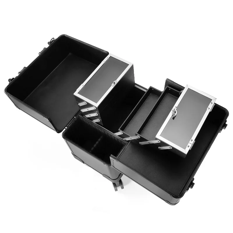 Factory Heavy Duty Hard Aluminum Carrying Tool Train Case Box With Wheels