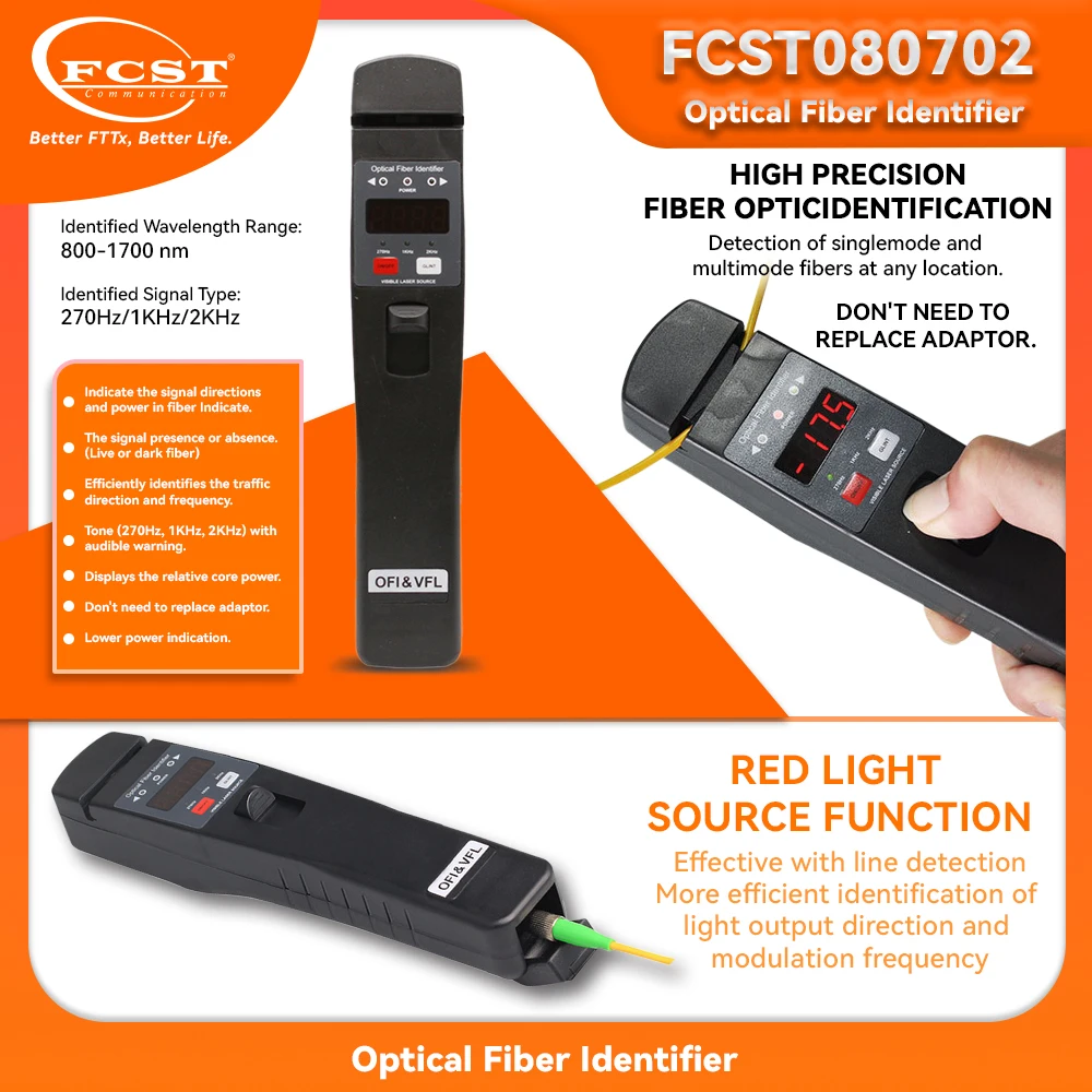 FCST080702 Live Fiber Detector Optical Fiber Identifier For Nondestructive Fiber Identification Project And Optical Maintenance