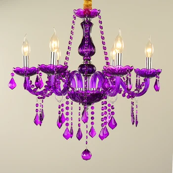 Modern Purple and pink glass pendant lighting with shades Crystal Chandelier Luxury Ceiling hanging pendant light decorative