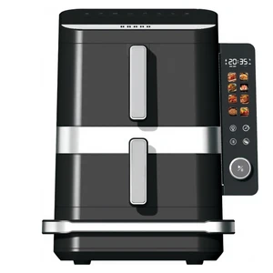 2800W 2 Basket Air Fryer Heated Rapid Kitchen Deep  Air Fryer with  Pizza Oven Zone Without Oil With 3 Independent Frying Basket