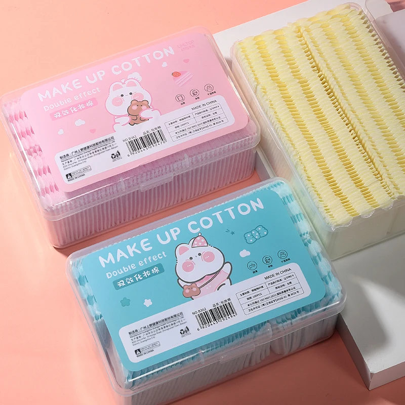 100pcs Colorful 3 Layer Wholesale Cosmetic Facial Cotton Pad OEM Disposable Cotton Facial Make up Remover Pads With Box B361-363
