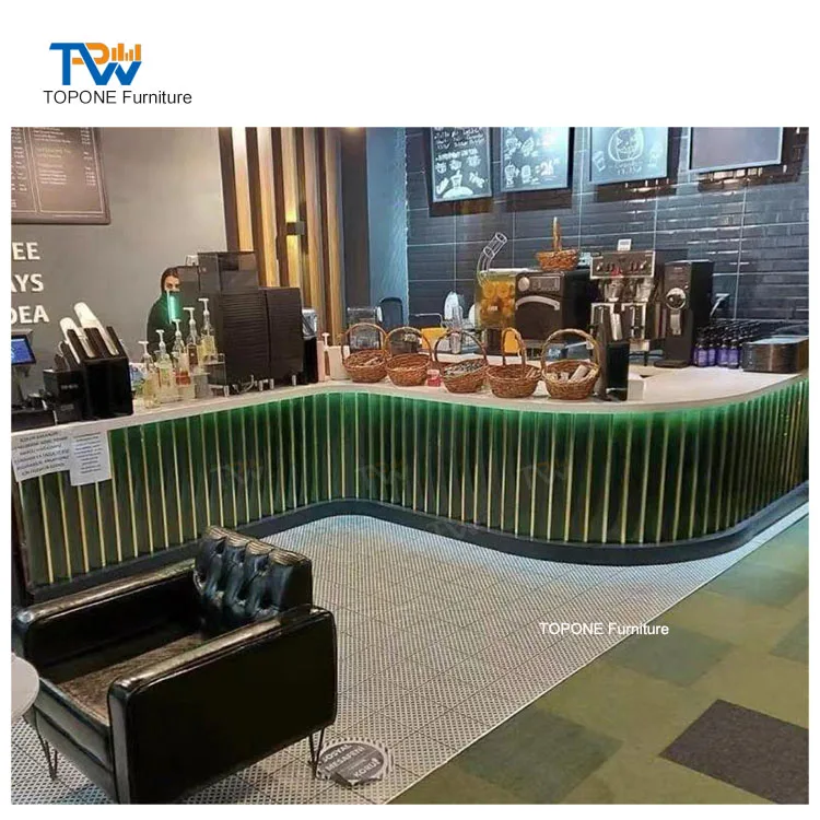 Arc Shape Counter Bar for Club Modern Design Curved Light Marble Top Nightclub Lounge Bar