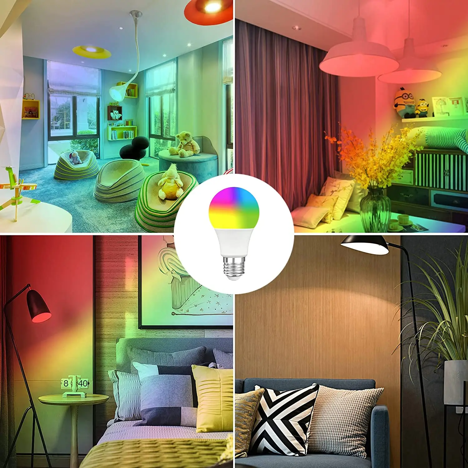 WIFI APP Control LED Smart Bulb RGBW Color Changing 110v 220v A60 Ra80 E27 10W SMD 2835 Dimmable Indoor